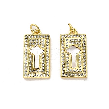 Brass Micro Pave Clear Cubic Zirconia Pendants KK-K365-10C-G-1