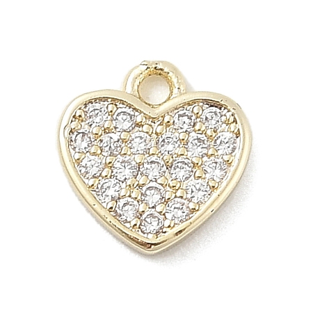 Brass Micro Pave Clear Cubic Zirconia Charms KK-B130-02G-07-1