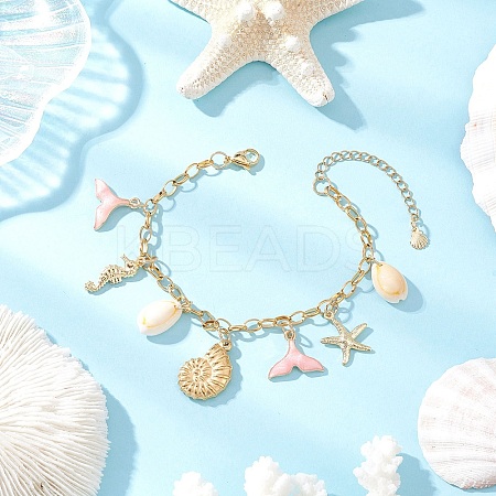 Stainless Steel & Alloy Enamel Charm Bracelets BJEW-JB12215-02-1