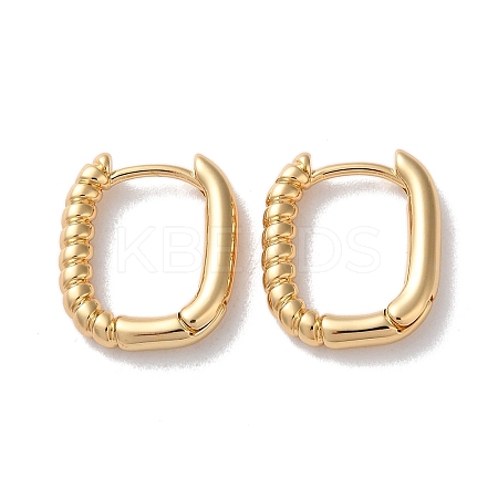 Half Spiral Rectangle Brass Hoop Earrings for Women EJEW-B056-18G-1
