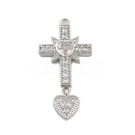 Brass Micro Pave Clear Cubic Zirconia Pendants KK-L228-35P-1