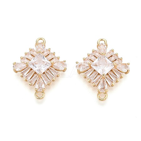Brass Pave Clear Cubic Zirconia Connector Charms KK-N284-11G-1