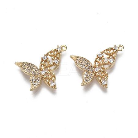 Brass Micro Pave Clear Cubic Zirconia Pendants KK-S355-008-NF-1