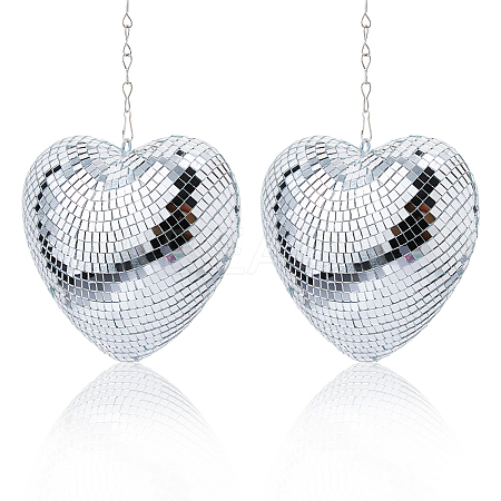 Heart Glass Mirror Ball Reflective Ball AJEW-WH0036-123A-1