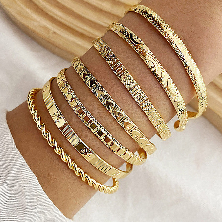 7Pcs 7 Styles Alloy Cuff Bangle Set for Women WG7D095-01-1