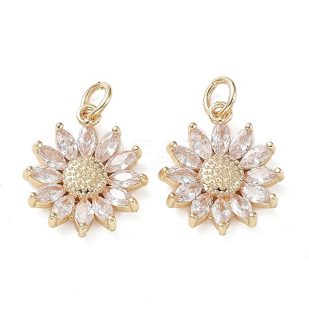 Rack Plating Brass Clear Cubic Zirconia Pendants KK-B078-01G14-1