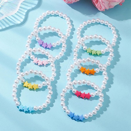 Children's Day Imitated Pearl Acrylic Beads Stretch Bracelets X-BJEW-JB13538-1