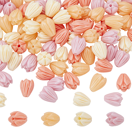 100Pcs 4 Colors Dyed Synthetic Coral Beads CORA-NB0001-04A-1
