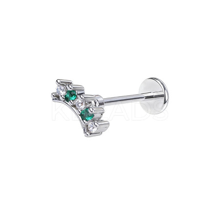 316L Surgical Stainless Steel Pave Green Cubic Zirconia Cartilage Earrings FS-WGC0A44-03-1