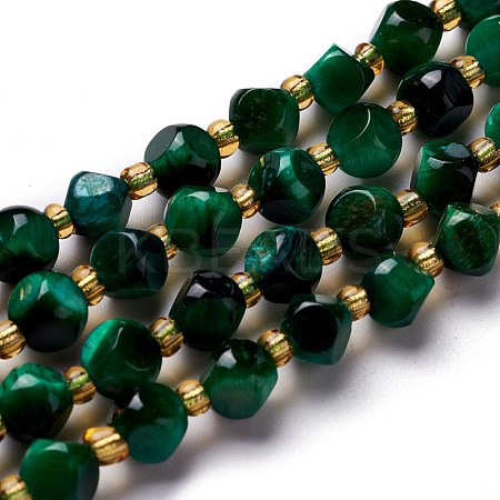Natural Green Tiger Eye Beads Strands G-M367-47A-1