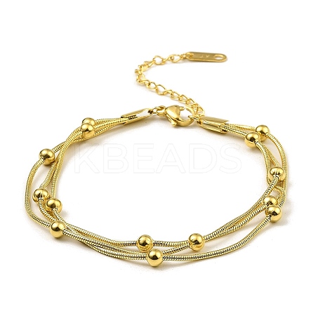 304 Stainless Steel Satellite Chains Triple Layer Multi-strand Bracelet for Women LS-BJEW-M040-01G-1