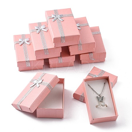 Valentines Day Wife Gifts Packages Cardboard Jewelry Set Boxes with Bowknot and Sponge Inside LS-X1-CBOX-R013-4-1