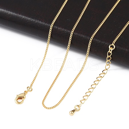 Long-Lasting Plated Brass Curb Chain Necklaces LS-NJEW-K112-07G-NF-1