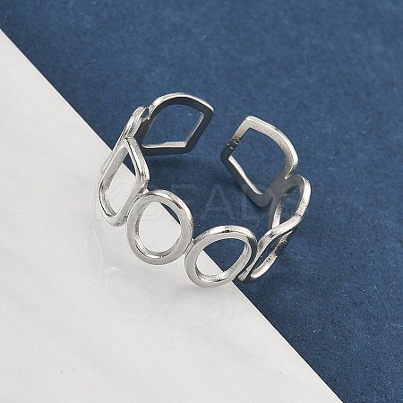 304 Stainless Steel Cuff Rings for Women RJEW-A079-08D-P-1