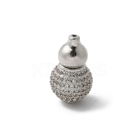 Brass Silver Micro Pave Clear Cubic Zirconia Screw Clasps KK-U052-40P-1