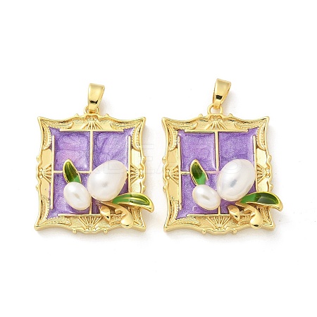 Brass Enamel Pendants KK-Z083-13G-1