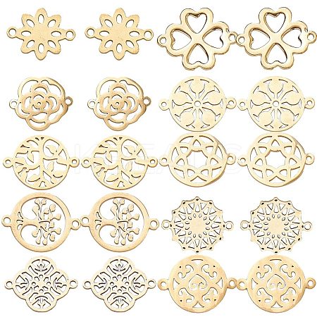 20Pcs 10 Styles 201 Stainless Steel Connector Charms FIND-SC0004-69-1