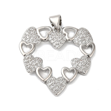 Rack Plating Brass & Clear Cubic Zirconia Pendants KK-S372-27P-1