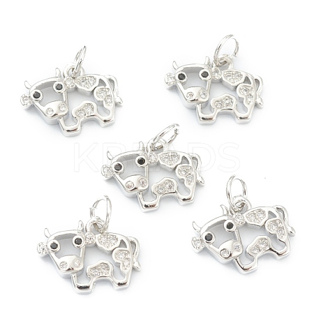 Brass Clear Cubic Zirconia Charms ZIRC-B010-22P-1