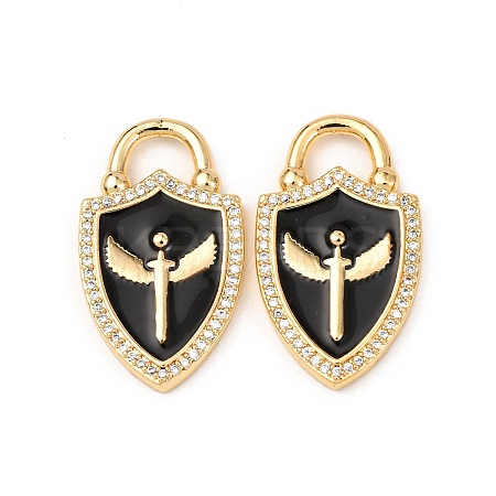 Brass Micro Pave Clear Cubic Zirconia Enamel Pendants KK-G543-11G-01-1