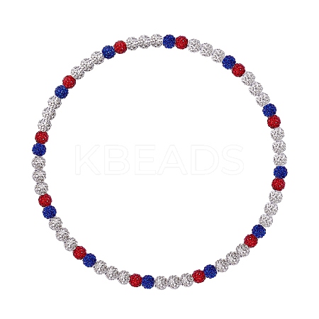 Polymer Clay Rhinestone Round Beaded Necklaces NJEW-SW00049-05-1