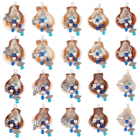 20Pcs 10 Styles Shell Big Pendants PALLOY-PH01671-1