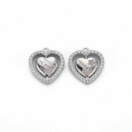 Brass Micro Pave Clear Cubic Zirconia Charms KK-S356-737-1