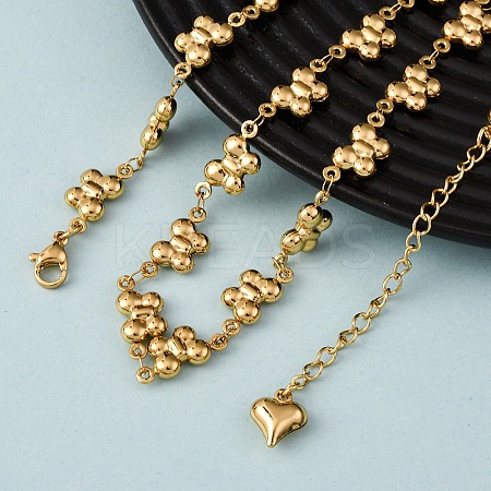 304 Stainless Steel Butterfly Link Chain Necklaces for Women NJEW-G178-07G-1