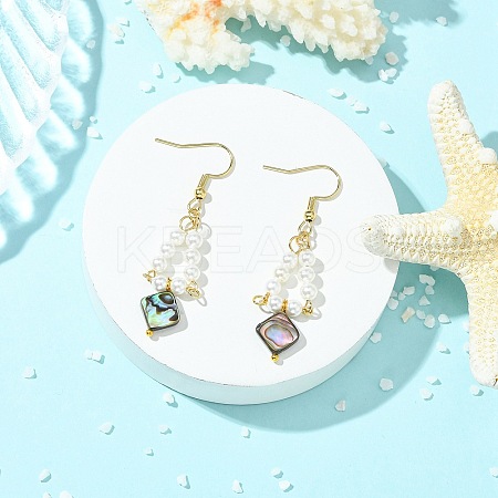 Paua Shell Dangle Earrings EJEW-JE07179-01-1