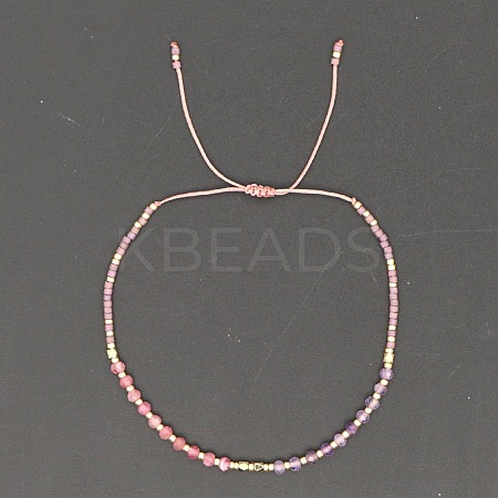 Adjustable Glass Seed Bead Braided Bead Bracelets for Women VT9382-48-1