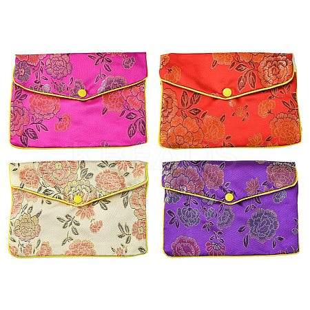 Rectangle Floral Embroidery Cloth Zipper Pouches ABAG-YW0001-03D-1