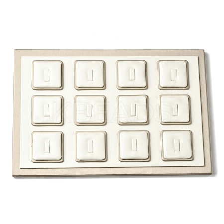 12-Slot Imitation Leather Jewelry Ring Display Stands ODIS-K005-12-1