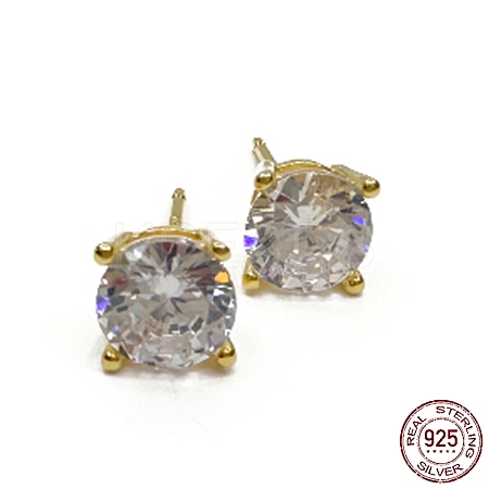 925 Sterling Silver Stud Earrings LS-EJEW-K265-01G-1