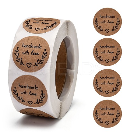 Self-Adhesive Kraft Paper Gift Tag Stickers LS-DIY-G013-A20-1