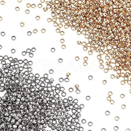 1000Pcs 2 Colors 304 Stainless Steel Spacer Beads STAS-UN0025-49-1