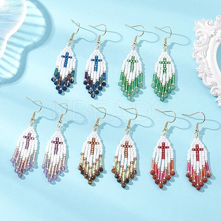 Glass Seed Beads Dangle Earrings EJEW-MZ00737-1