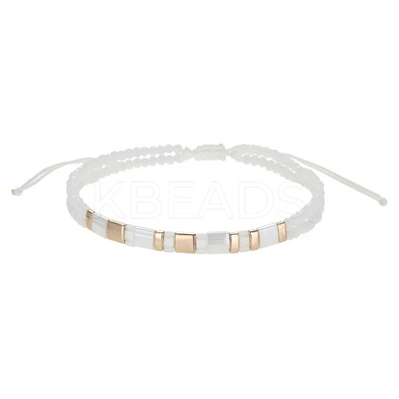 Bohemian Style Glass Seed Bead & Plastic Braided Bead Bracelets QF8968-3-1