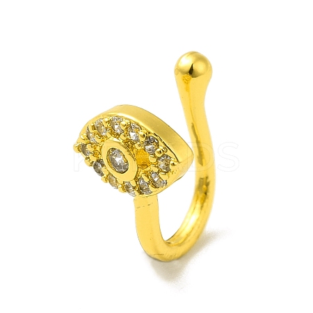 Clear Cubic Zirconia Horse Eye Clip on Nose Rings LS-AJEW-F059-01G-1