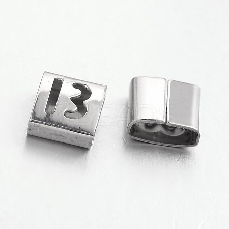 Tarnish Resistant Letter Style 201 Stainless Steel Square Slide Charms STAS-L132-12-1