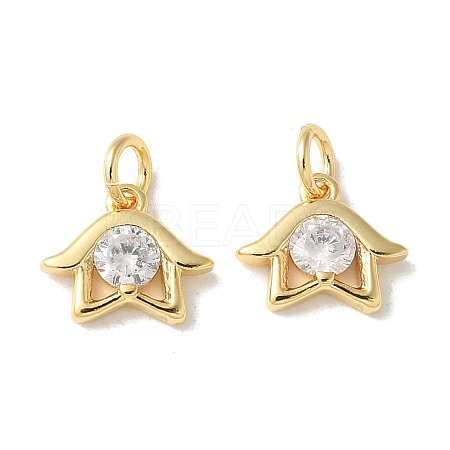 Brass Micro Pave Clear Cubic Zirconia Pendants KK-Q031-08G-1