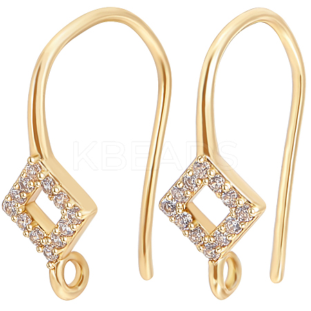 Beebeecraft 10Pcs Brass Micro Pave Clear Cubic Zirconia Earring Hooks KK-BBC0008-73-1