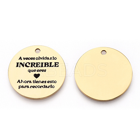 201 Stainless Steel Pendants STAS-T064-37G-5-1