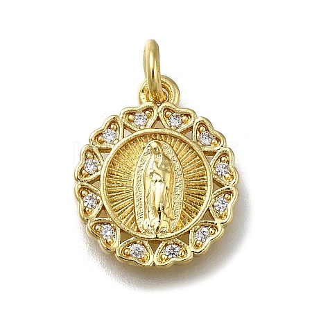 Brass Micro Pave Clear Cubic Zirconia Pendants ZIRC-I070-031G-1