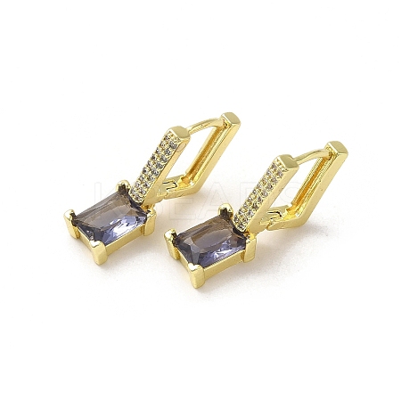 Rectangle Real 18K Gold Plated Brass Dangle Hoop Earrings EJEW-L268-027G-05-1