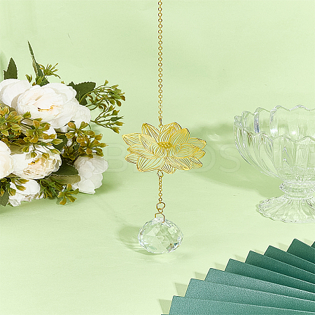 1Pc Brass Hollow Lotus Hanging Ornaments HJEW-LP0002-71C-1