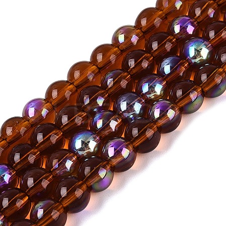 Transparent Electroplate Glass Beads Strands EGLA-Q132-6MM-01A-05-1