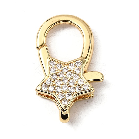 Brass Clear Cubic Zirconia Lobster Claw Clasps KK-Z078-49A-G-1