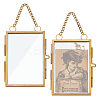 Rectangle Mini Brass Wall Hanging Photo Frame for Pressed Flower with Chain ODIS-WH0061-05AG-1