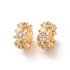 Brass Micro Pave Clear Cubic Zirconia European Beads KK-F942-11G-1