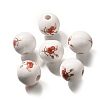Valentine's Day Element Printed Wood Beads WOOD-R002-01-04-1